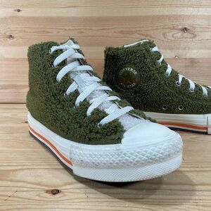Chuck Taylor All Star Sherpa EVA Platform High GS Kids 5 Women’s 6.5 Moss Green